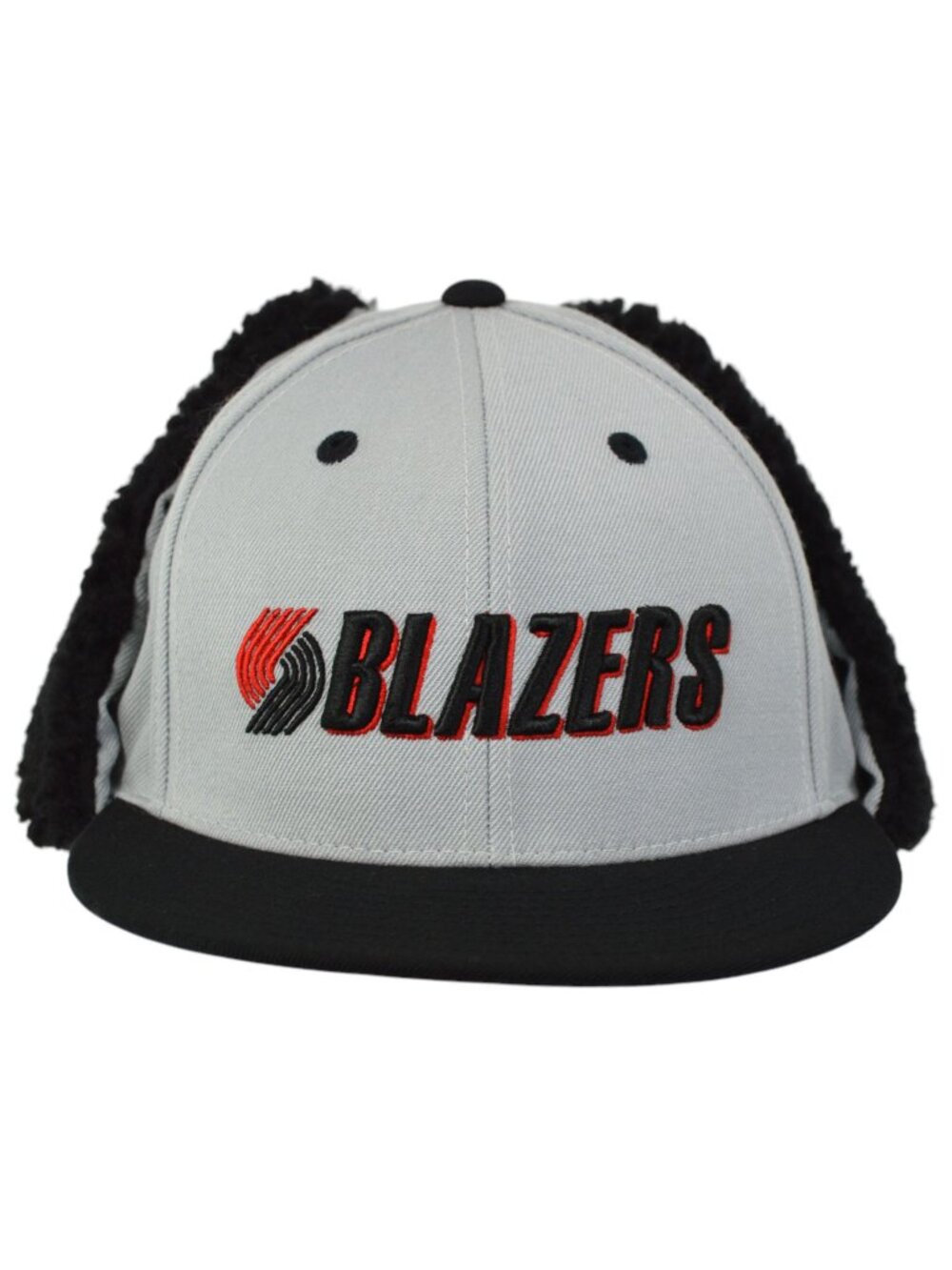 Mitchell & Ness Hardwood Classics BLAZERS Hat Fitted Size 7 1/2 Dog Ear Flaps